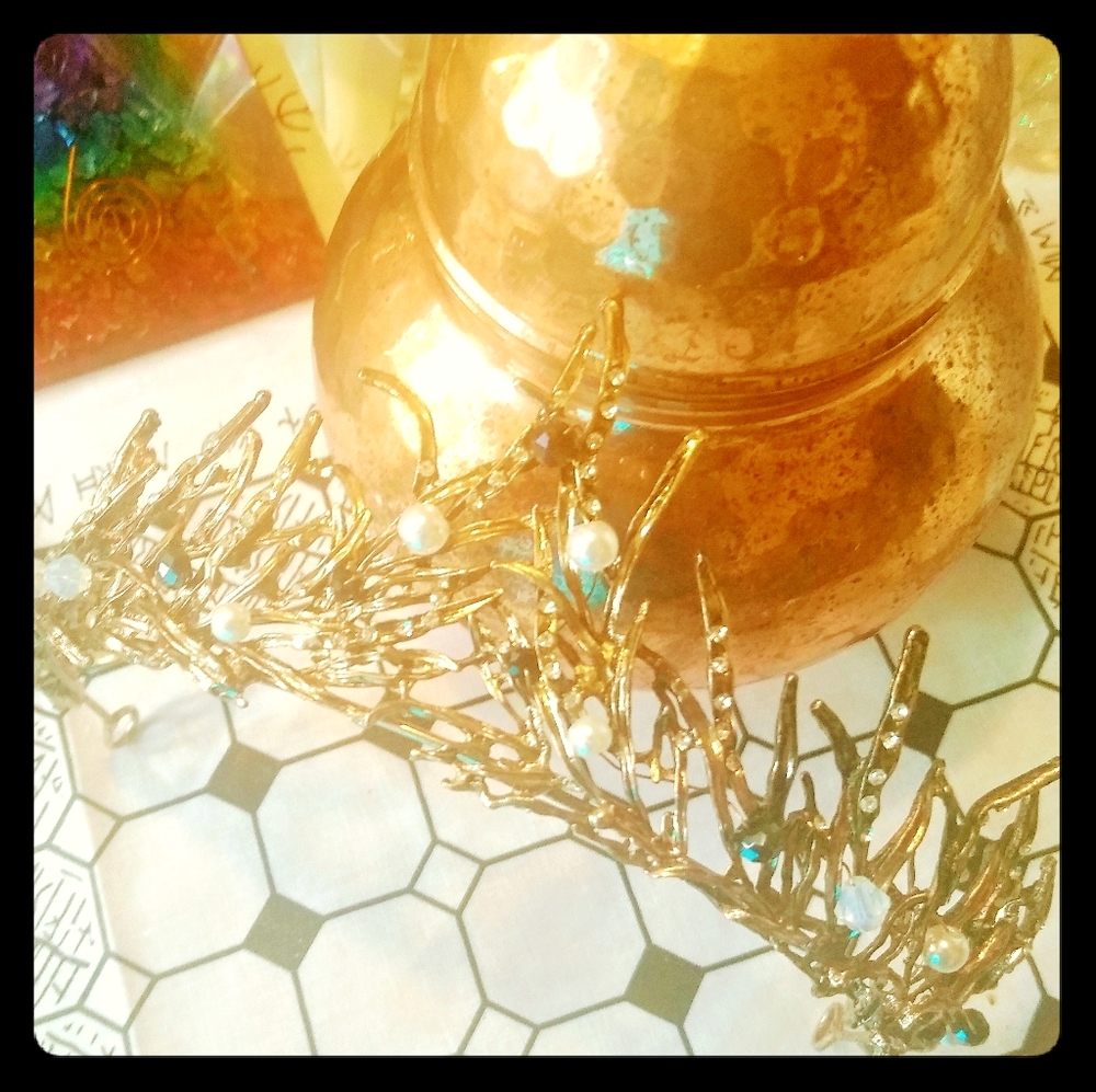 Brass Jeweled Tiara